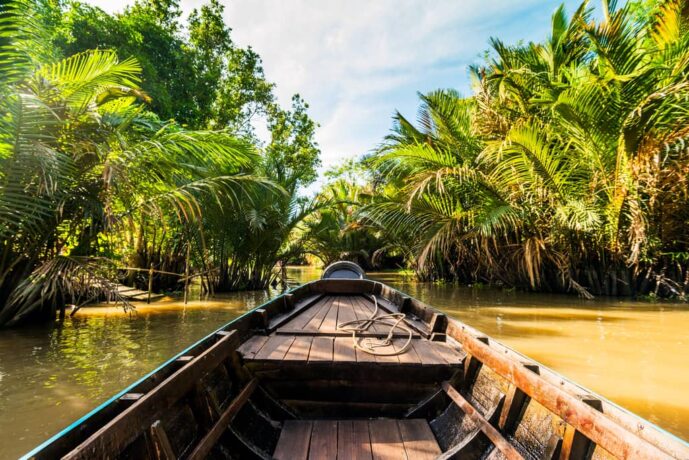 Bootsfahrt auf Wasserstraßen vom Mekong
