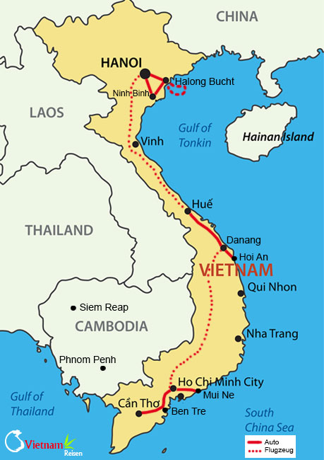 Ihre Reiseroute durch Vietnam mit dem Fahrrad