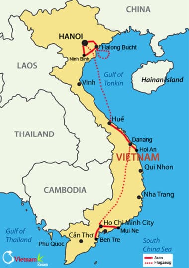 Ihre Reiseroute entlang Vietnams Küste